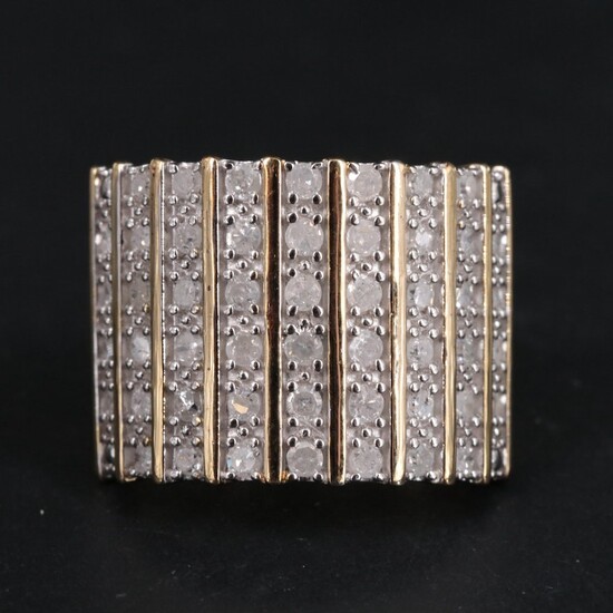 Gilt Sterling Diamond Column Ring