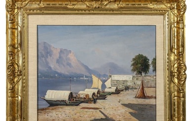 Giovanni Colmo 1867-1947 Fishing Boat Oil Painting