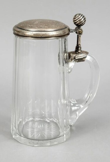 Glass tankard with silver plat