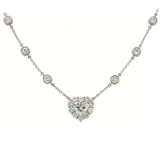 Heart Shaped Diamond GIA Gold Pendant Necklace