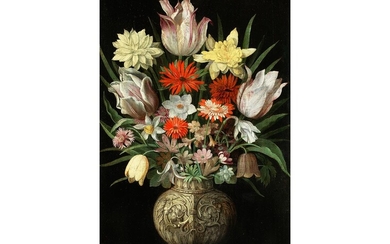Hendrik van der Borcht d. Ä., 1583 Brüssel – 1651 Frankfurt, Blumenstrauss in einer Silbervase