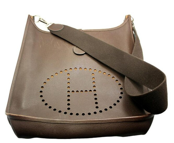 Hermes Evelyne Chocolate Brown Epsom Leather GM Handbag