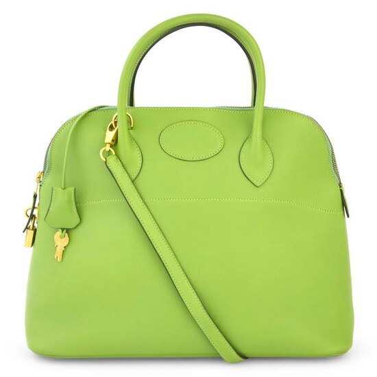 Hermès Lime Green Leather 'Bolide 35' Handbag