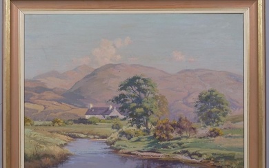 Highland landscape, 20th century oil on canvas, indistinctly...
