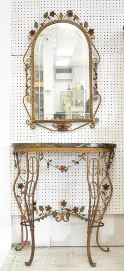 IRON & MARBLE TOP CONSOLE WITH MIRROR