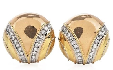 Italian 18k Circular Button 18k Gold Clip Earrings By Dario