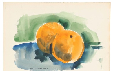 Jack Meanwell Still Life Watercolor Painting of Oranges, Late 20th Century