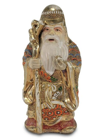 Japanese Satsuma porcelain old man statue