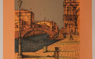 Jean CARZOU (1907-2000). Canal à Venise II. Lithographie en couleurs, signée au crayon en bas...