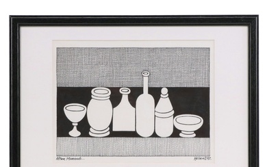 Jerry Kellems Abstract Ink Drawing "After Morandi," 1997