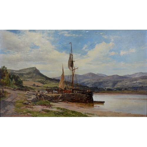 John Syer 'At The Landing' oil on canvas signed dated 1861 2...