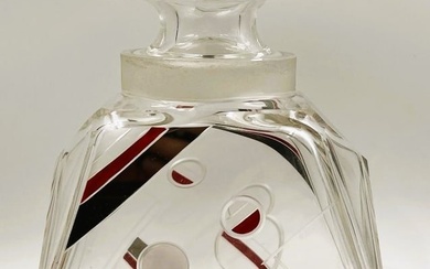 Karl Palda Art Deco Czech Enameled Crystal Decanter H: 8" W: 6"