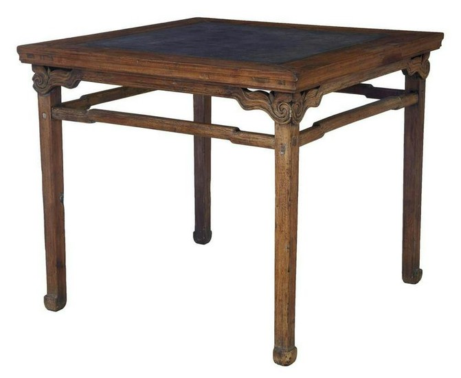 LARGE 19TH CENTURY CHINESE HARD WOOD MARBLE INSET TABLE