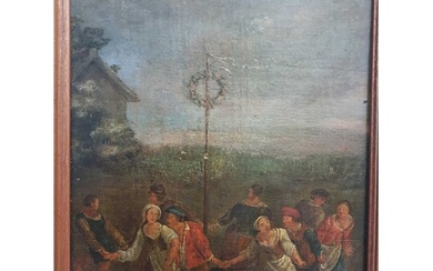 LATE 18TH/ EARLY 19TH ENGLISH SCHOOL A VILLAGE FETE, DANCING...