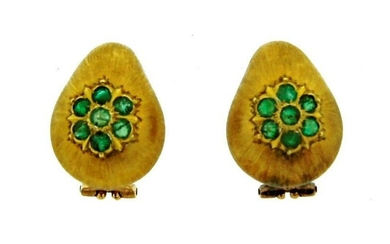 LOVELY Buccellati 18k Yellow Gold & Emerald Earrings