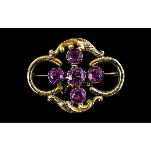 Ladies - Large and Attractive Victorian Period 9ct Gold Amet...