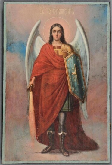 Large 19C Russian Icon Archangel Michael