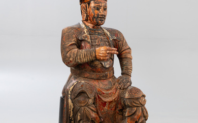 Large wooden figure of a Chinese general, around 1900.