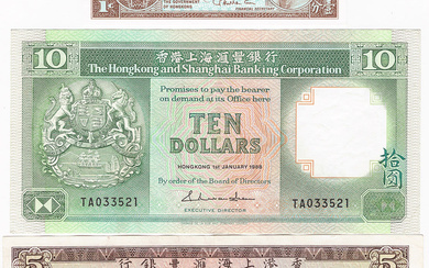 Lot 3 Different Banknotes Hong Kong, Choice UNC