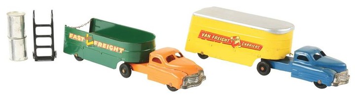 Lot of 2: Buddy L Pressed Steel Trailer Vehicle Toys.