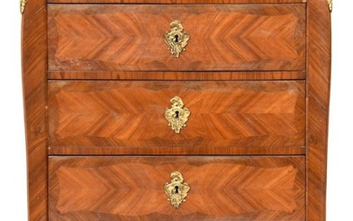 Louis XV Style Bronze Mounted Parquetry Veneered Tall Chest