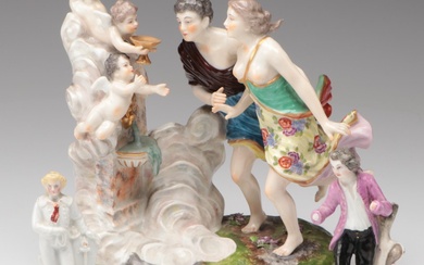 Ludwigsburg Allegorical Figural Group with Other European Porcelain Figurines