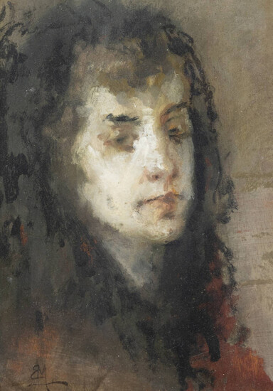MOSE' BIANCHI<BR>Monza (MB) 1840 - 1904<BR>"Ritratto di donna"