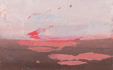 Mark Surridge, British b.1963- Red Sky at Night II, 2007; gouache on paper, signed, titled and dated to the reverse, 9.5 x 14.5 cm (ARR)