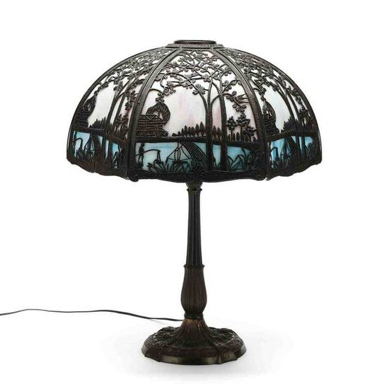 Miller Lamp Co., Slag Glass Table Lamp