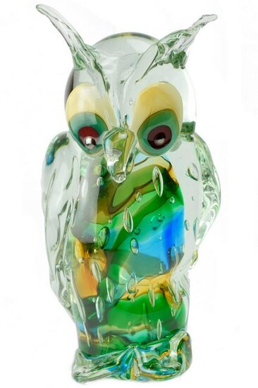 Murano glass Sculpture submerged “Owl” signed