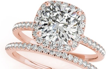 Natural 1.5 CTW Diamond Engagement Ring SET 18K Rose Gold