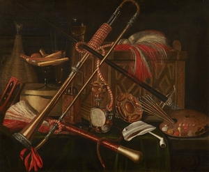 Netherlandish School, second half 17th centur ..., Still Life with a Coffer, Musical Instruments ...