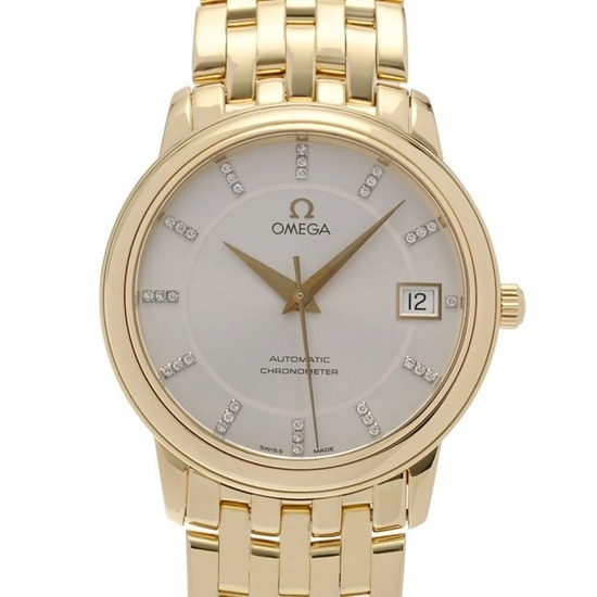 OMEGA Omega De Ville Prestige 168.1050 Men's K18 Yellow Gold Watch Automatic Silver Dial