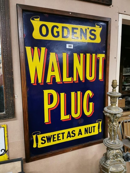 Ogden's Walnut Plug - Sweet as a Nut - Framed Enamel Adverti...
