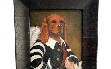 Oil on Canvas Painting-Amphormorphic Cavalier Dog Figure, Style of Poncelet