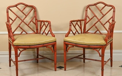 PAIR OF CHINESE CHIPPENDALE STYLE ARMCHAIRS