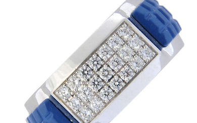 PATEK PHILIPPE - an 18ct white gold diamond set ring with interchangeable coloured panels.