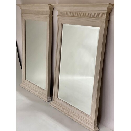 PIER MIRRORS, a pair, Regency style grey painted each with c...