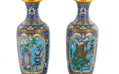 Pair Chinese Cloisonne Enamel Vases (2pcs)