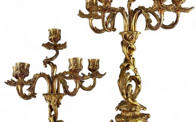 Pair Of Art Nouveau Gilt Bronze Candelabra