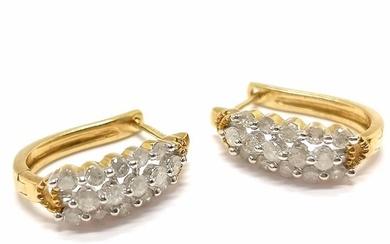 Pair of 9ct hallmarked gold diamond set hoop earrings - 1.8c...