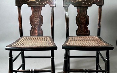 Pair of American Sheraton Stenciled Side Chairs, 19thc.