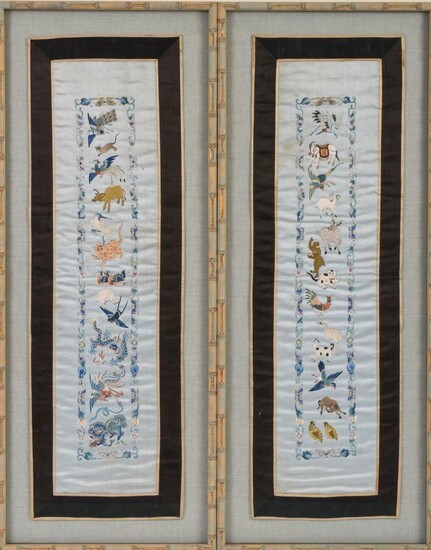 Pair of Chinese Embroidered Silk Panels.