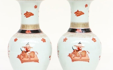 Pair of Chinese Style Porcelain Vases, 20th C.