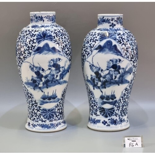 Pair of Chinese porcelain Late Qing 'mirror matched' blue an...