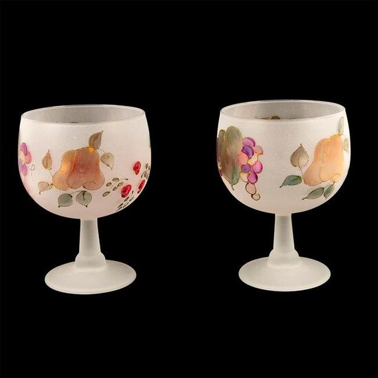 Pair of Handcrafted Vintage Stained Glass Goblets