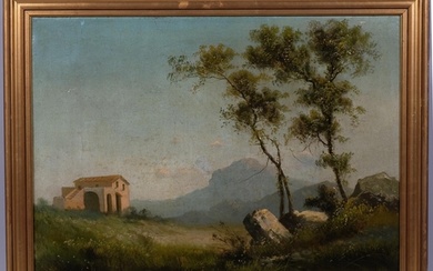 Pair of Italian landscapes, 19th century oils on canvas, ind...