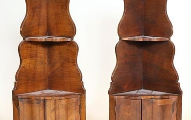Pair of Mahogany Veneered Hanging Corner Cabinets