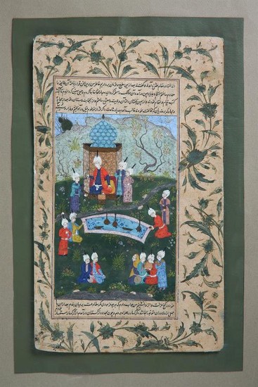 Pair of Safavid miniature paintings, illuminated manuscripts on heavy card, album leaves [Safavid Persia, mid- to late eighteenth century]