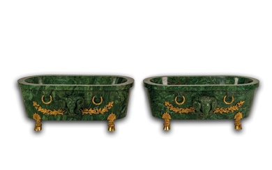 Pair of important green jasper basins, Rome, late 18th-early 19th century